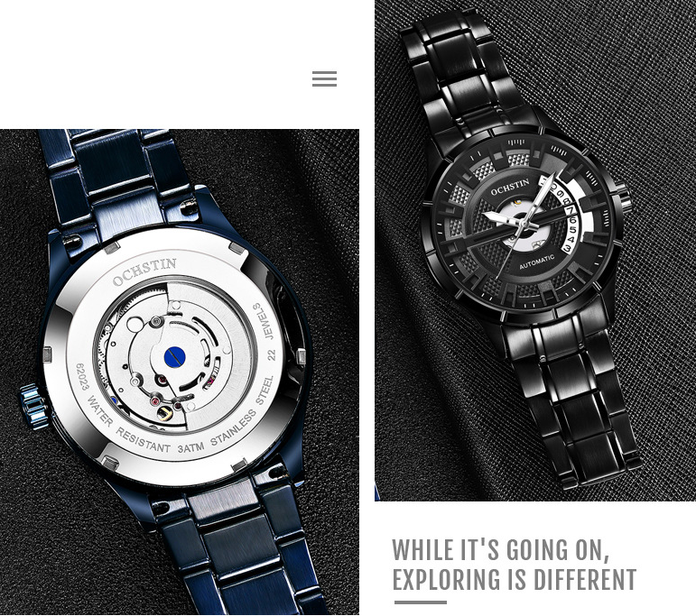 Ochstin Men's Classic Fashion Watch Automatic Mechanical Movement Waterproof Steel Band Man Watch - Acquisti Online