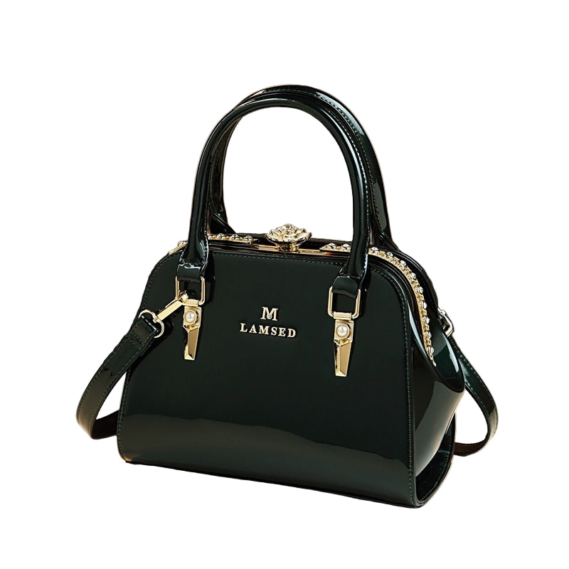 Luxe handtas voor dames, echt leer, stijlvolle sfeer, 2025, nieuwe glanzende elegante schoudertas voor dames met meerdere zakken