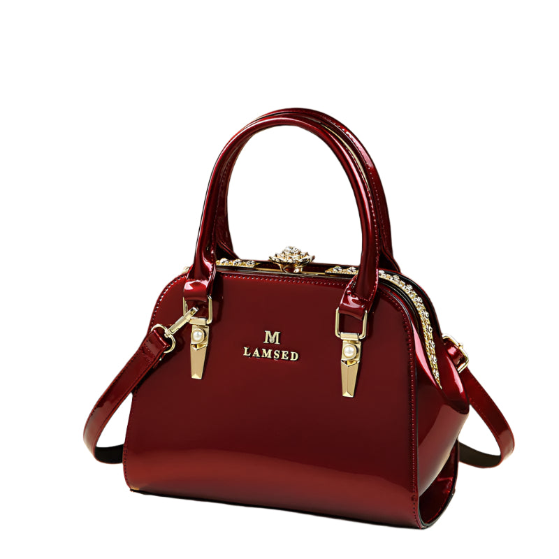 Luxe handtas voor dames, echt leer, stijlvolle sfeer, 2025, nieuwe glanzende elegante schoudertas voor dames met meerdere zakken