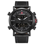 NAVIFORCE 9135 Topmerk Luxe Militair Leger Sport Herenhorloge voor Echt Leer Herenhorloge LED Digitaal Quartz Horloge