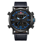 NAVIFORCE 9135 Topmerk Luxe Militair Leger Sport Herenhorloge voor Echt Leer Herenhorloge LED Digitaal Quartz Horloge