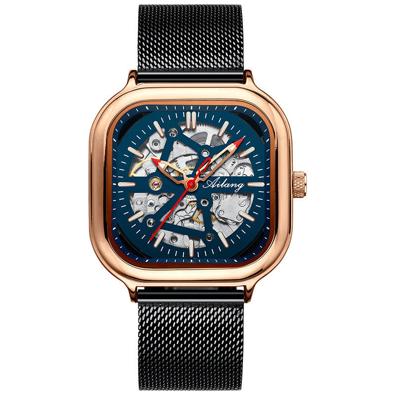 AILANG Men's Fashionable Watch Automatic Mechanical Movement Watch Mesh Band Waterproof Man Watch - Acquisti Online