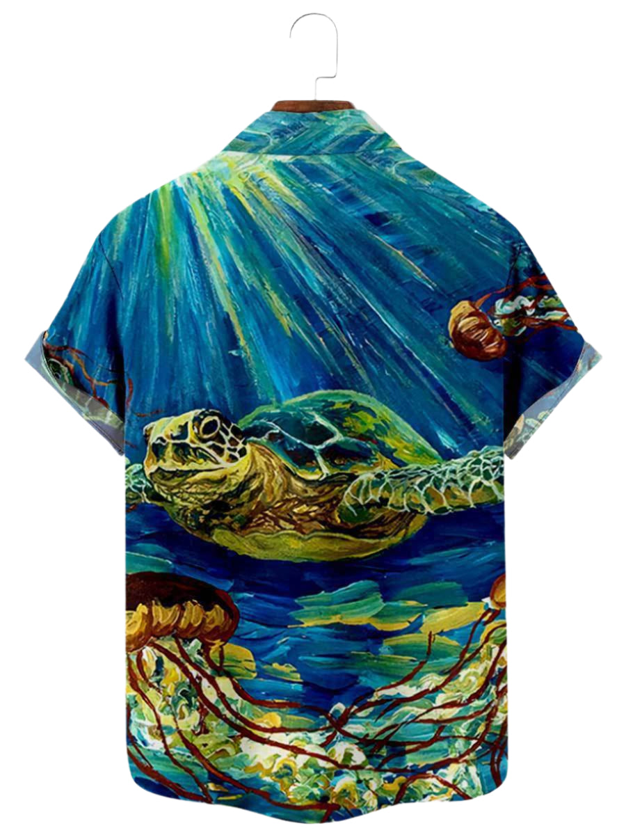 Zomer Turtle Digitaal Bedrukt Shirt Heren Top Shirt