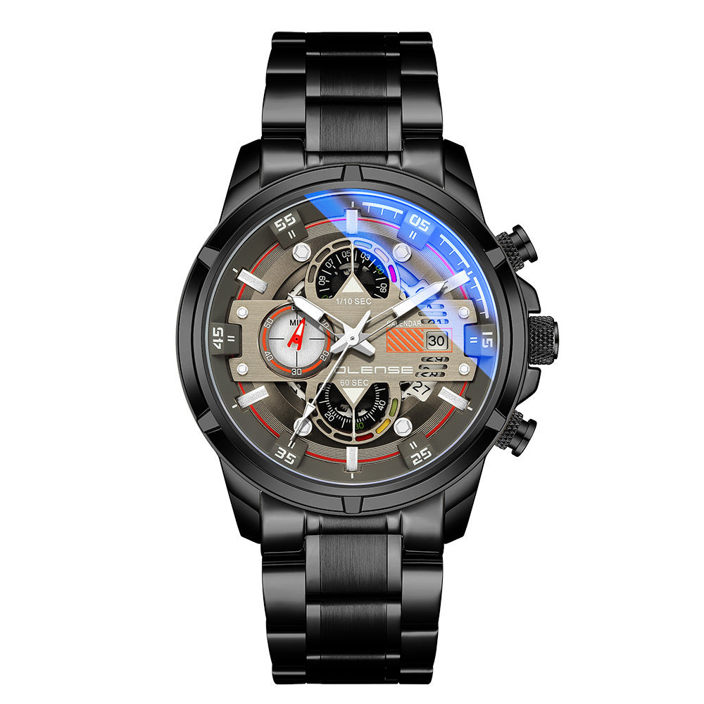 RORIOS Herenhorloge Waterdicht Analoog Quartz Horloge Roestvrijstalen Band Polshorloge Mode Chronograaf Horloge voor Heren