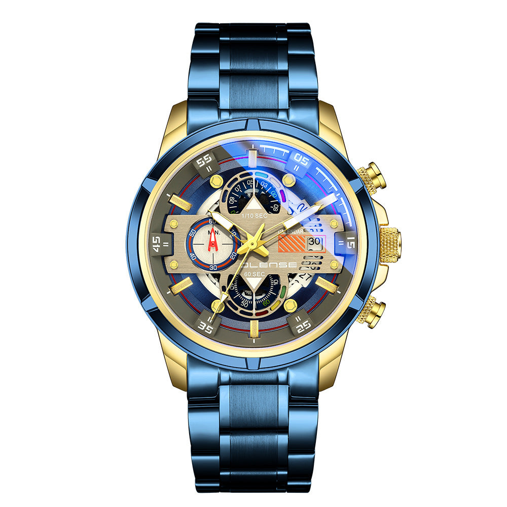 RORIOS Herenhorloge Waterdicht Analoog Quartz Horloge Roestvrijstalen Band Polshorloge Mode Chronograaf Horloge voor Heren