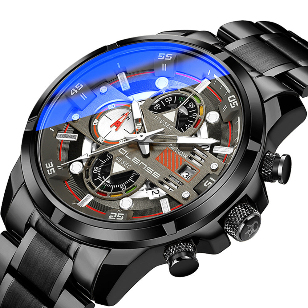 RORIOS Herenhorloge Waterdicht Analoog Quartz Horloge Roestvrijstalen Band Polshorloge Mode Chronograaf Horloge voor Heren