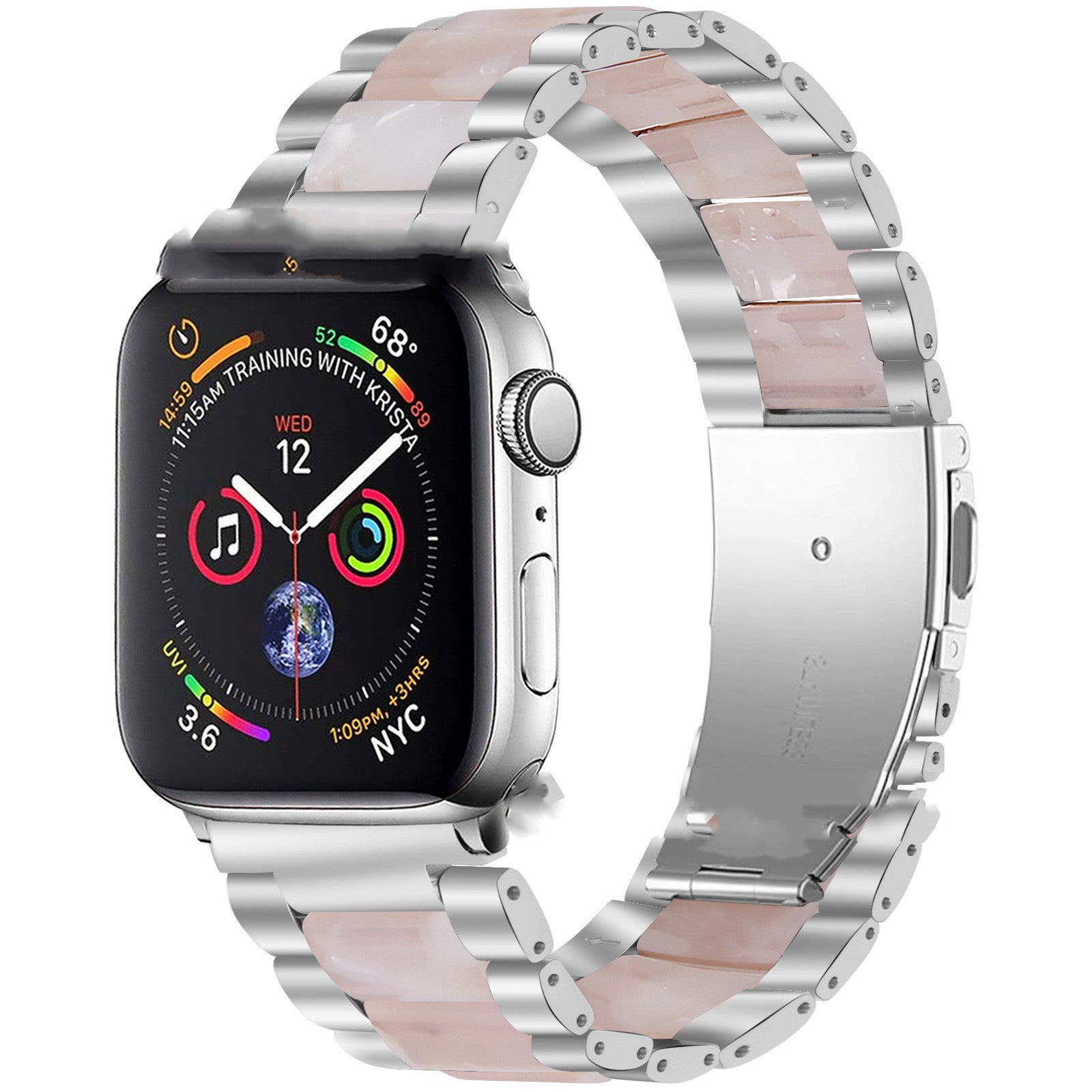 Smart iwatch Multi Function Metal Stainless Steel Resin Three Beads I Watch Steel Band Smart WatchFor Apple