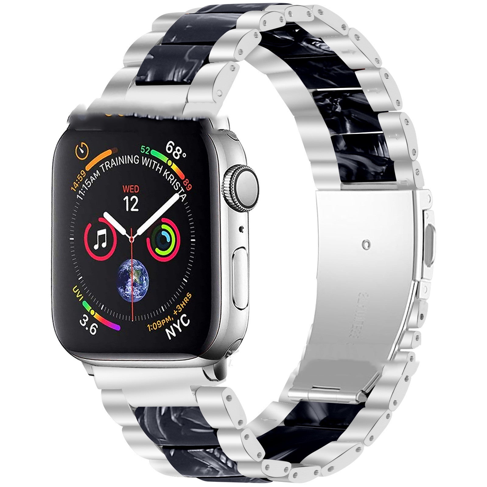 Smart iwatch Multi Function Metal Stainless Steel Resin Three Beads I Watch Steel Band Smart WatchFor Apple