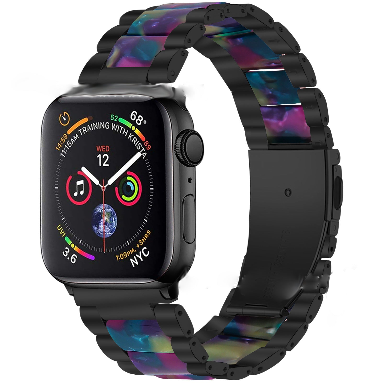 Smart iwatch Multi Function Metal Stainless Steel Resin Three Beads I Watch Steel Band Smart WatchFor Apple