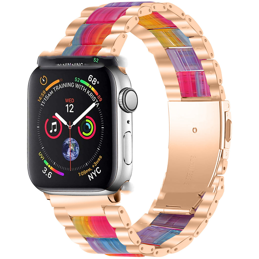Smart iwatch Multi Function Metal Stainless Steel Resin Three Beads I Watch Steel Band Smart WatchFor Apple