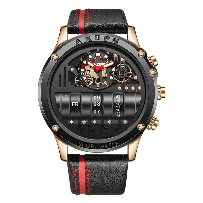 AKDPN Luxury Style Automatic Watch Leather Strap Chronograph Watch For Men