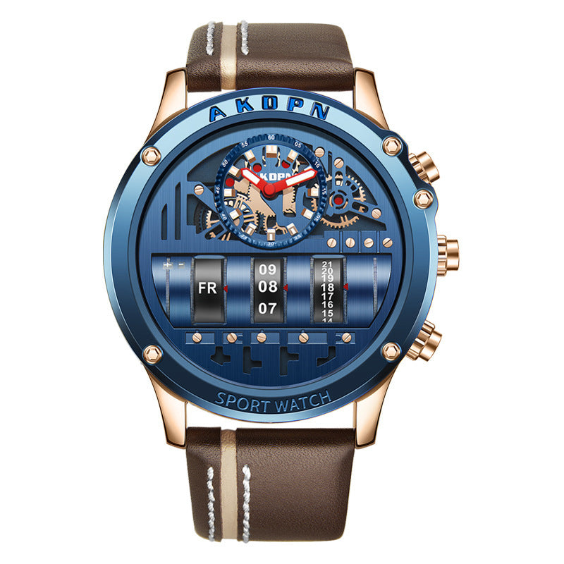 AKDPN Luxury Style Automatic Watch Leather Strap Chronograph Watch For Men