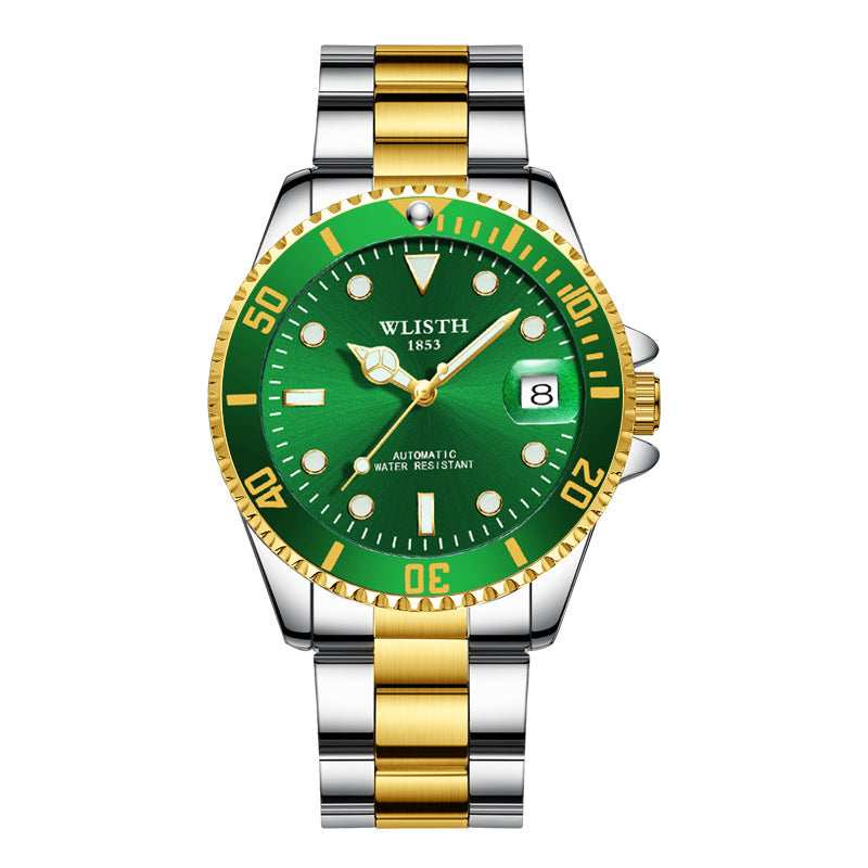 Wlisth Men Automatic Movement Mechanical Watch Calendar Business Steel Band Water Ghost Men's Watch - Acquisti Online