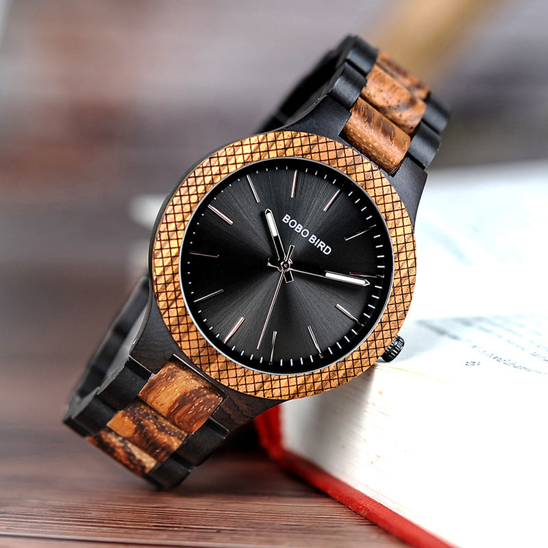 BOBO BIRD Houten Quartz Horloge Horloges met Lichtgevende Wijzers in Houten Modieus Waterdicht Quartz Horloge 