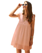 Summer V-neck Cotton Short Skirt Solid Color Dress