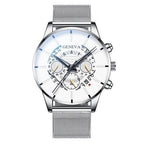 GINEVRA Men's Wrist Watch Military Stainless Steel Casual Date Analog Quartz Watch
