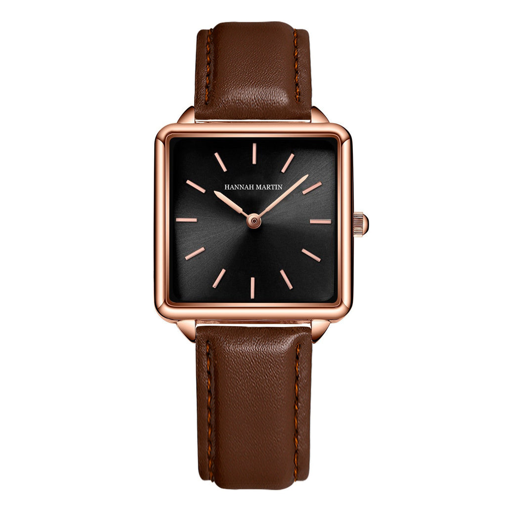 Hannah Martin Women's Watch Japan Movement Bracelet Simple Fashion Ladies Watch Rose Gold Steel Mesh Square Dial Women Watch