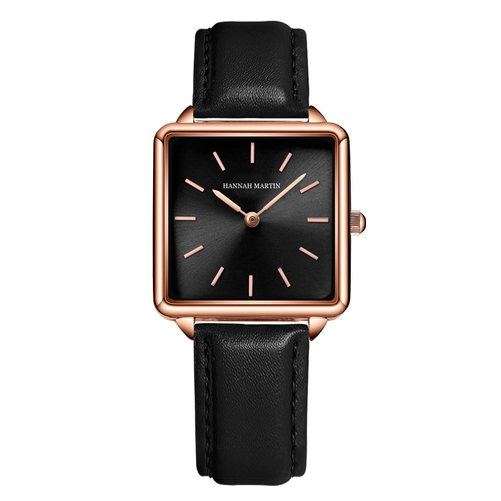 Hannah Martin Women's Watch Japan Movement Bracelet Simple Fashion Ladies Watch Rose Gold Steel Mesh Square Dial Women Watch