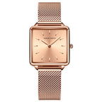 Hannah Martin Women's Watch Japan Movement Bracelet Simple Fashion Ladies Watch Rose Gold Steel Mesh Square Dial Women Watch
