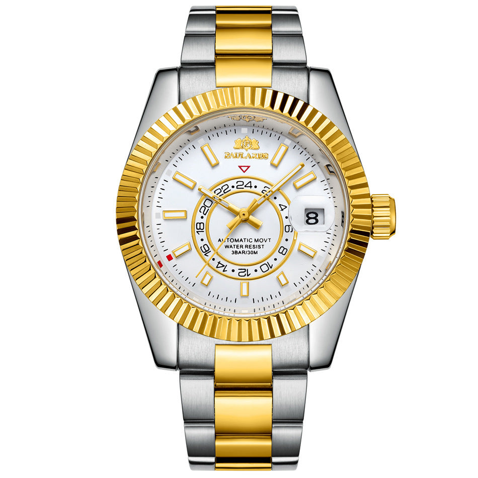 Orologio Paulareis da uomo, movimento meccanico automatico, cinturino in acciaio impermeabile