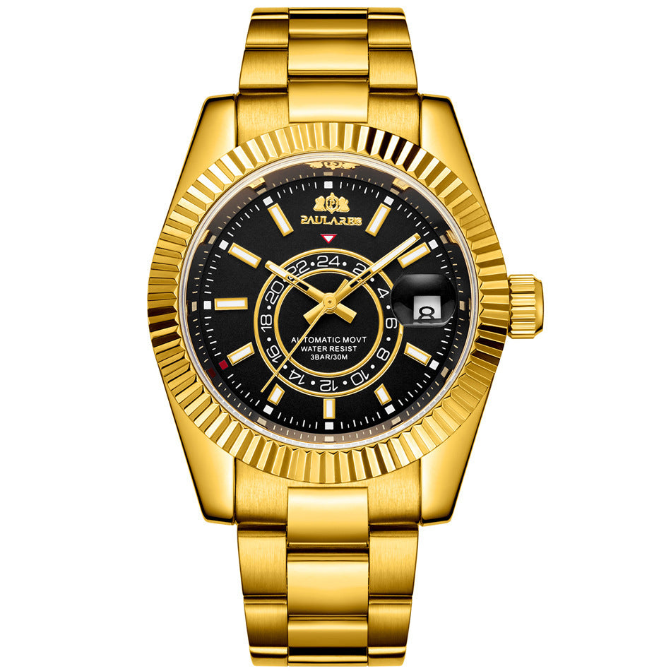 Orologio Paulareis da uomo, movimento meccanico automatico, cinturino in acciaio impermeabile
