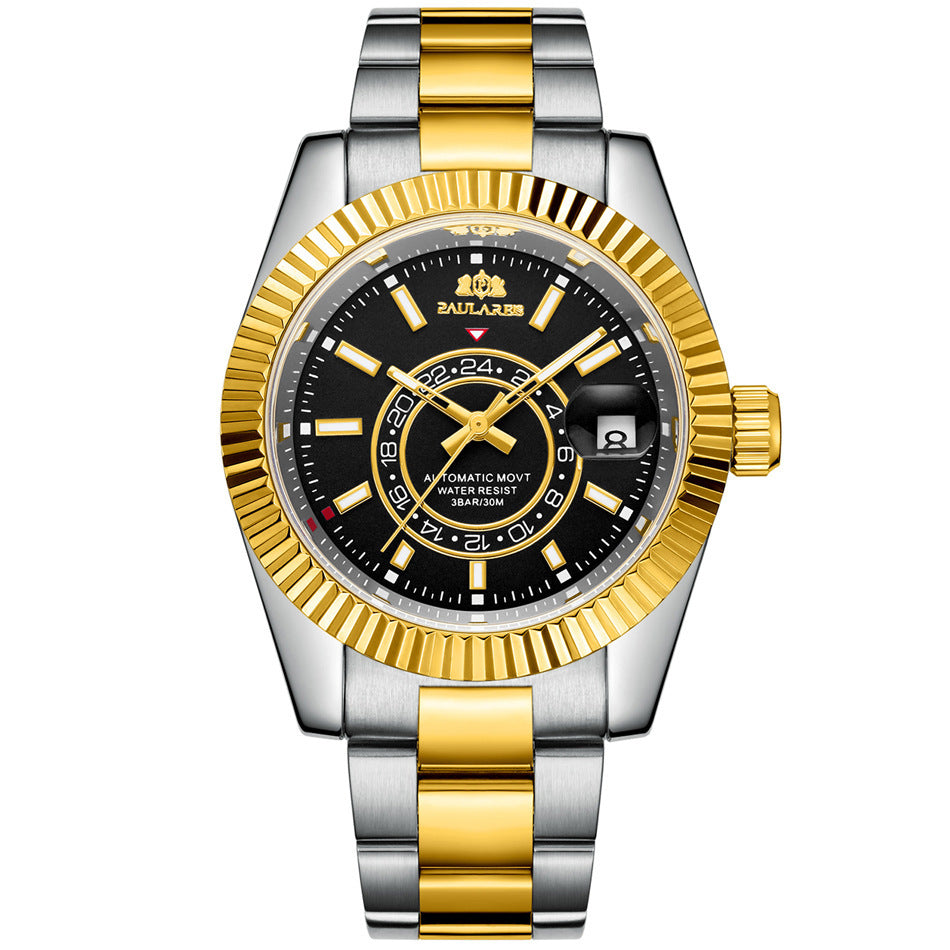 Orologio Paulareis da uomo, movimento meccanico automatico, cinturino in acciaio impermeabile