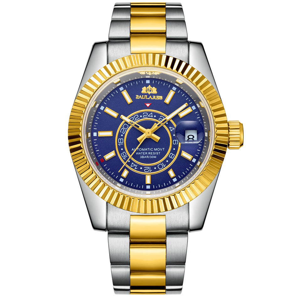 Orologio Paulareis da uomo, movimento meccanico automatico, cinturino in acciaio impermeabile