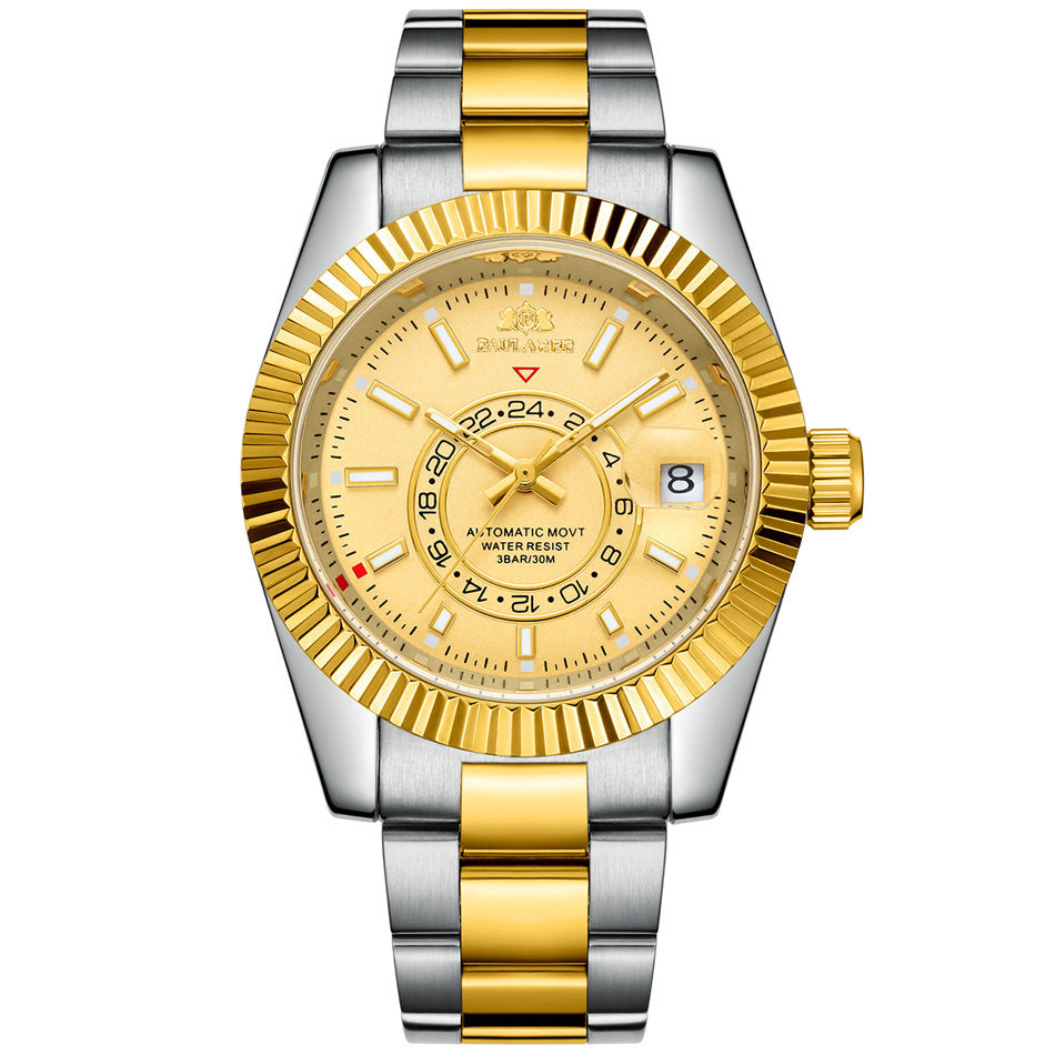 Orologio Paulareis da uomo, movimento meccanico automatico, cinturino in acciaio impermeabile