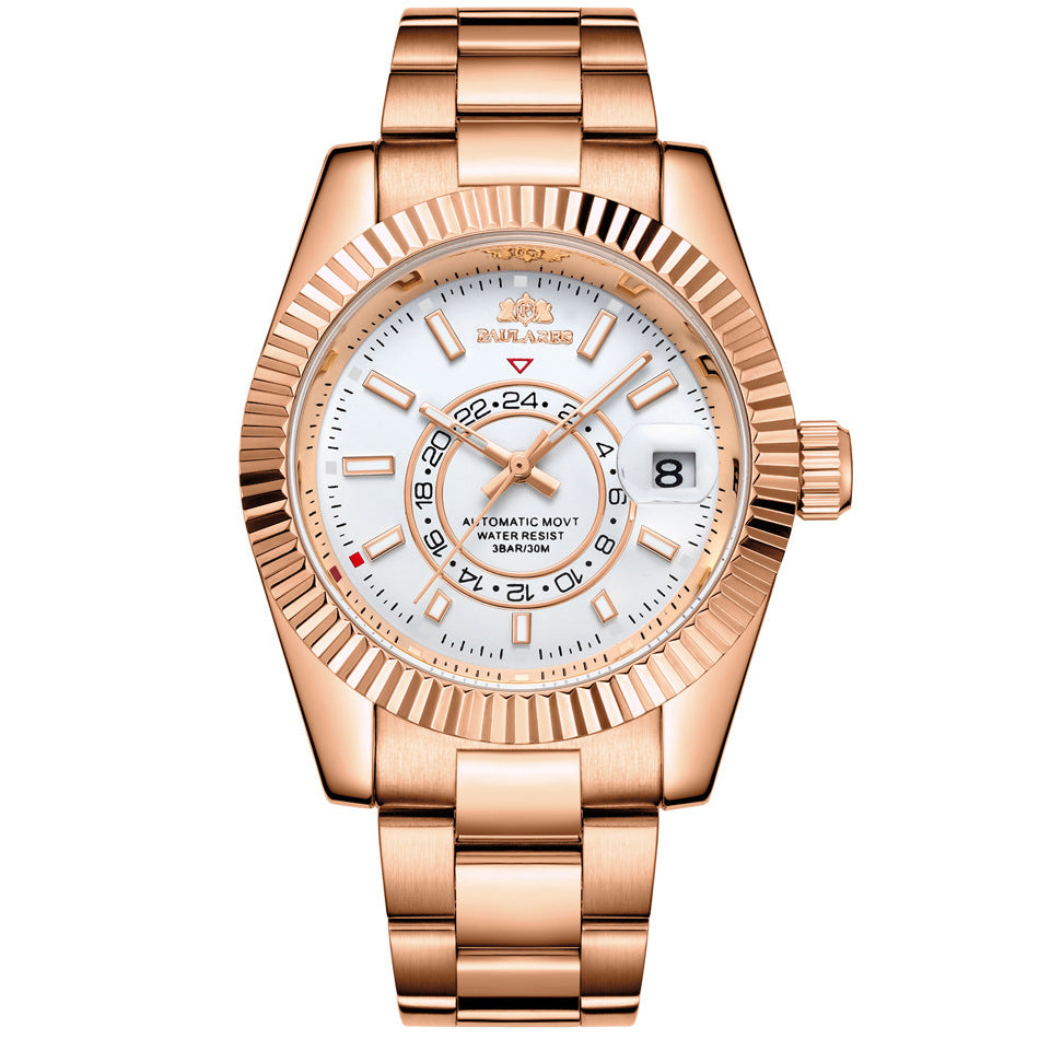 Orologio Paulareis da uomo, movimento meccanico automatico, cinturino in acciaio impermeabile