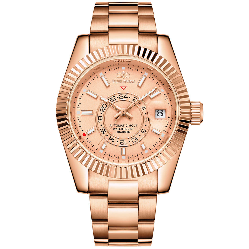 Orologio Paulareis da uomo, movimento meccanico automatico, cinturino in acciaio impermeabile