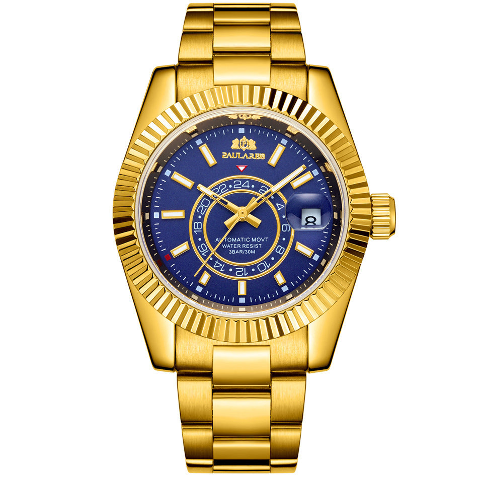 Orologio Paulareis da uomo, movimento meccanico automatico, cinturino in acciaio impermeabile