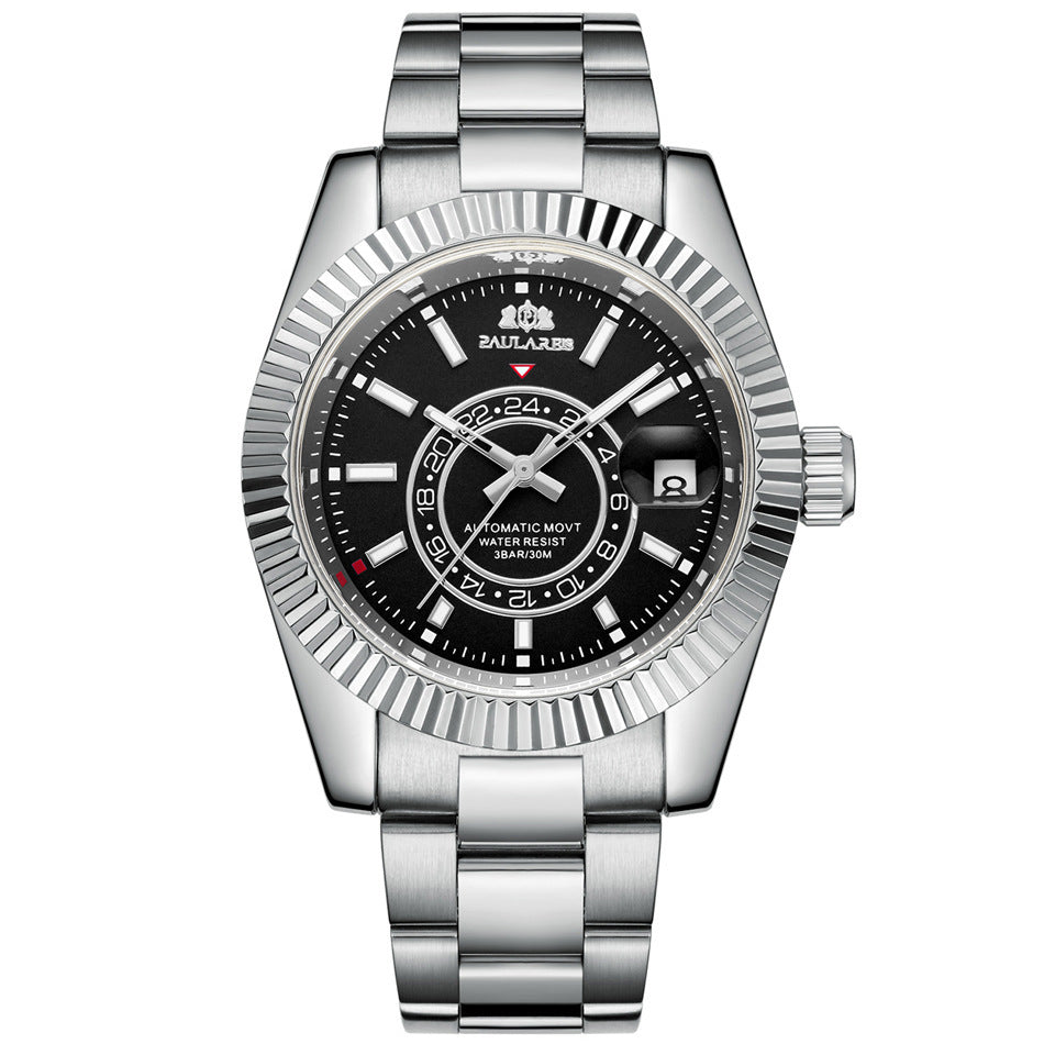 Orologio Paulareis da uomo, movimento meccanico automatico, cinturino in acciaio impermeabile