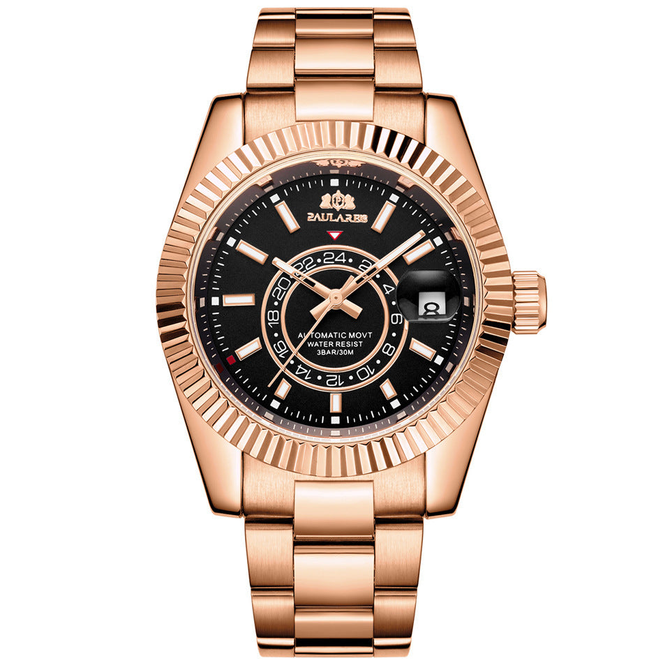 Orologio Paulareis da uomo, movimento meccanico automatico, cinturino in acciaio impermeabile