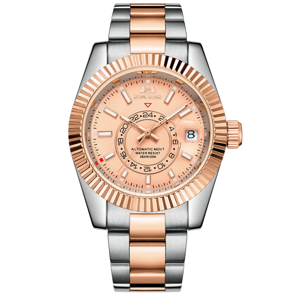 Orologio Paulareis da uomo, movimento meccanico automatico, cinturino in acciaio impermeabile