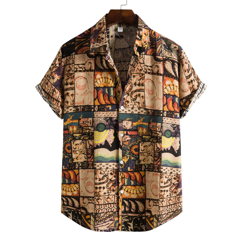 Shirt bedrukken Casual heren overhemd met korte mouwen revers top heren