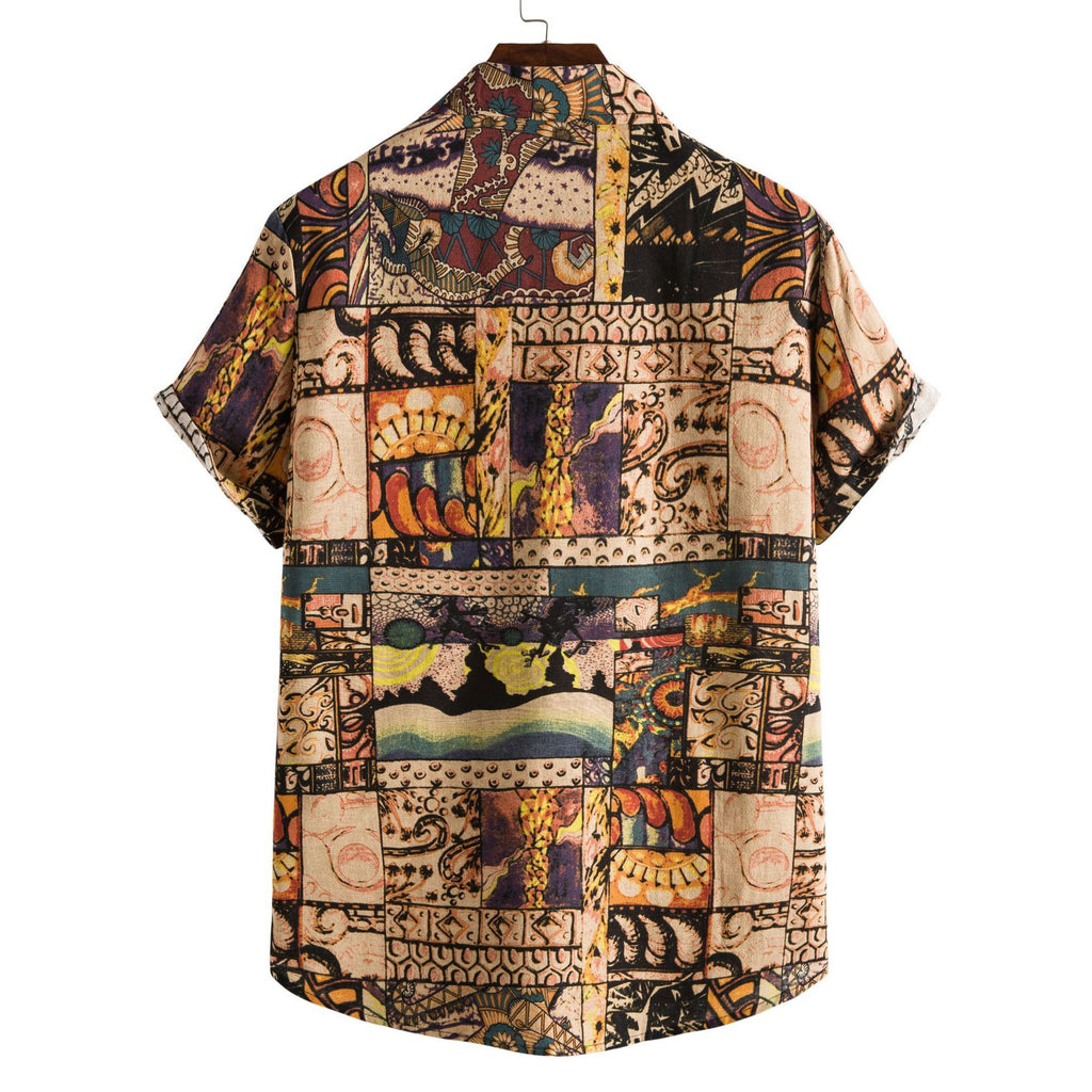 Shirt bedrukken Casual heren overhemd met korte mouwen revers top heren