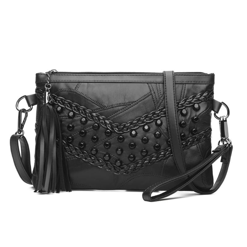 Women's Sheepskin Mini Crossbody Bag Tassel Clutch Bag Large Capacity Shoulder Bag Women Slim Crossbody Bag