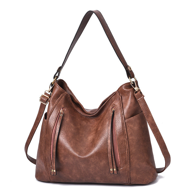 Grote handtas voor dames, originele leren schoudertas met meerdere zakken, modieuze zachte crossbodytas voor dames