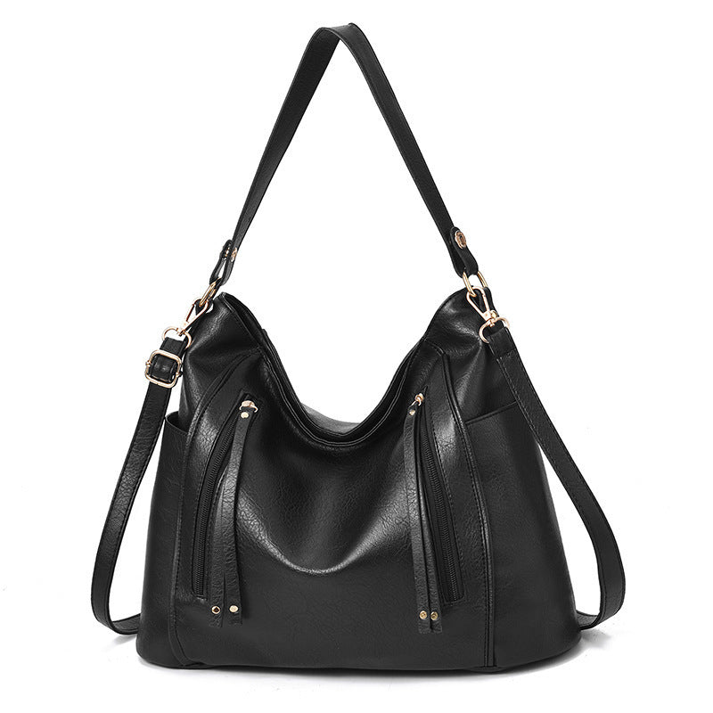Grote handtas voor dames, originele leren schoudertas met meerdere zakken, modieuze zachte crossbodytas voor dames