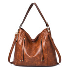 Women's Large Capacity Handbag Original Leather Multi Pocket Shoulder Bag Fashionable Soft Women Crossbody Bag