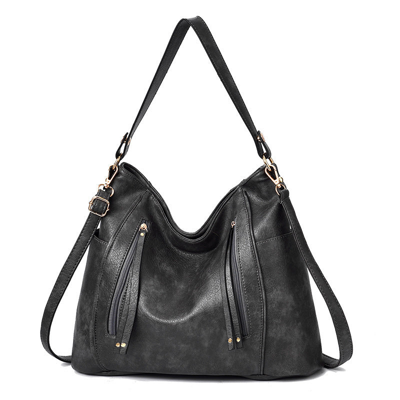 Grote handtas voor dames, originele leren schoudertas met meerdere zakken, modieuze zachte crossbodytas voor dames