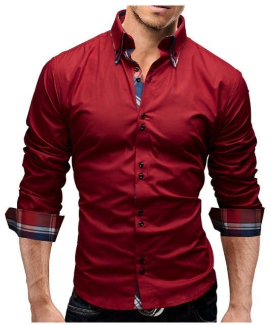 Klassiek mode-innerlijk slim-fit herenoverhemd