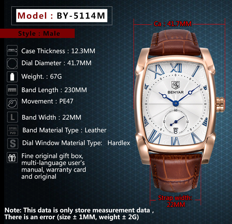Orologio da uomo 5114M con cinturino in pelle
