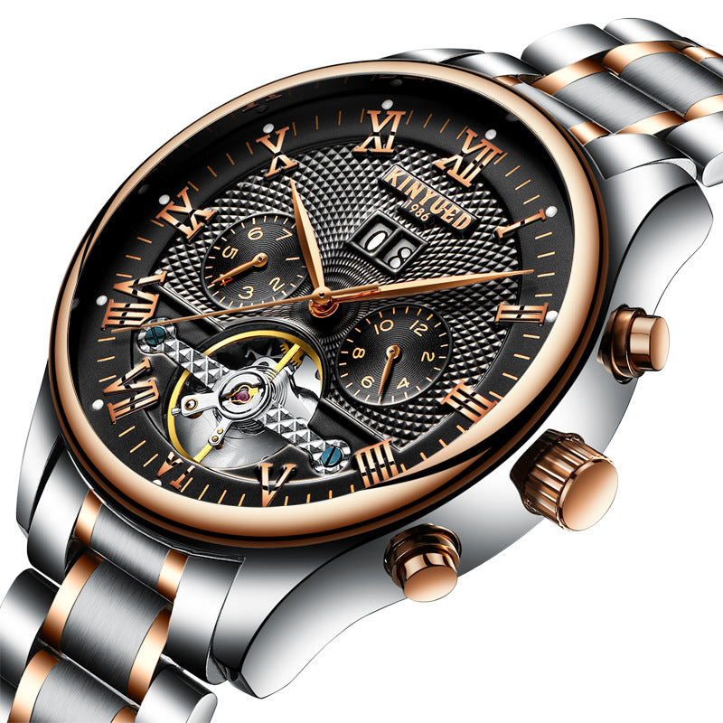 Orologio meccanico da uomo KINYUED Tourbillon Hollow
