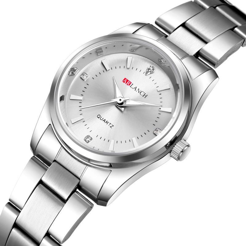 ARLANCH Orologio da polso da donna di lusso in acciaio inossidabile con quadrante piccolo al quarzo e strass.