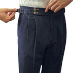 Fashion High Waist Retro Denim Color Men's Casual Pants