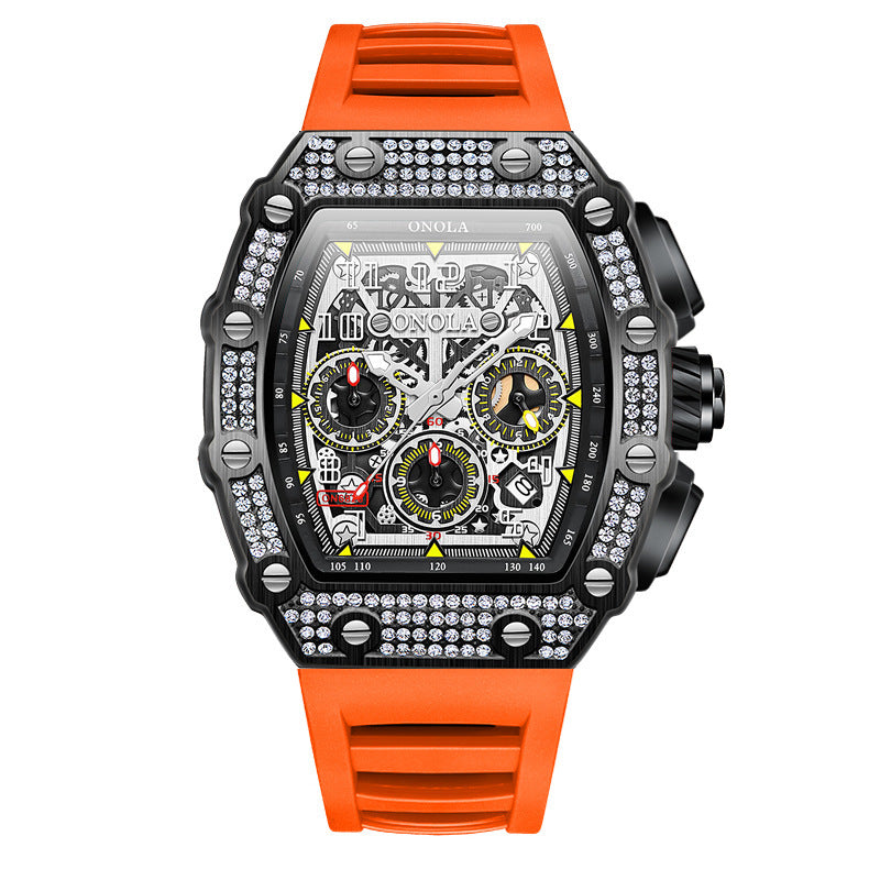 Orologio meccanico multifunzionale alla moda, nuovo, stile Full Diamond