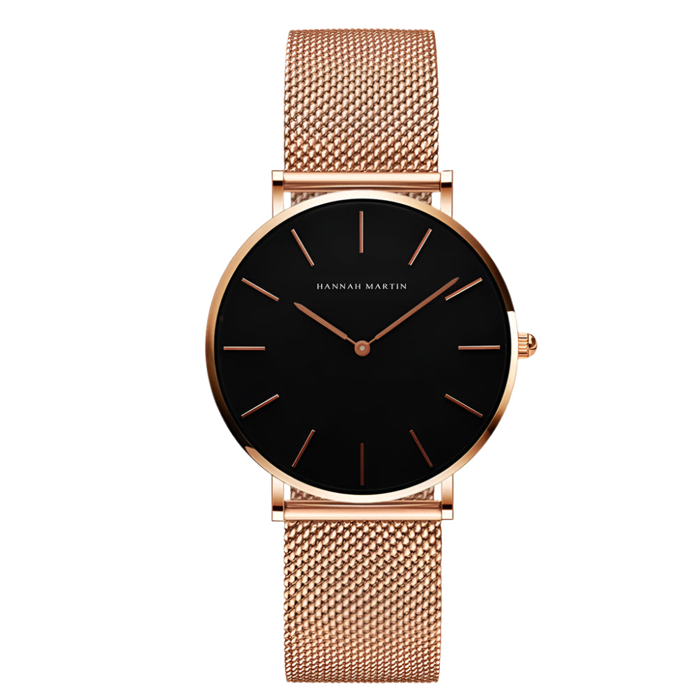 Hannah Martin Brand Japan Quartz Movement Women Fashion Watch Leather Strap Wristwatch Waterproof Women Watch - Acquisti Online