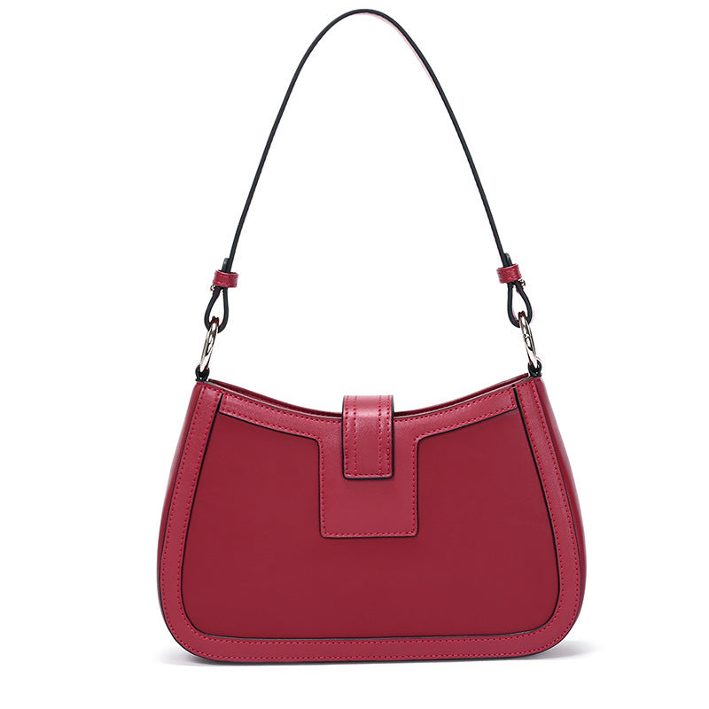 Women's Fashionable Original Leather Shoulder Bag Zipper Pocket Large Capacity Handbag Women's Fashion Shoulder Bag