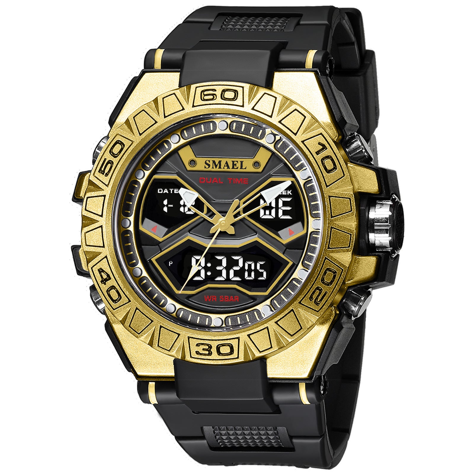 Orologio al quarzo luminoso impermeabile con doppio display